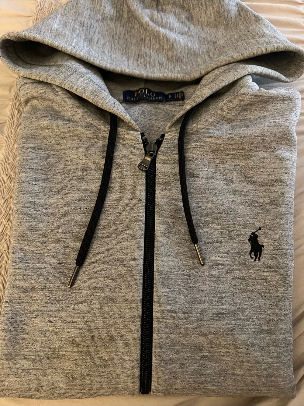 Polo by Ralph Lauren Heather Gray Full-Zip Hoodie with Black Trim